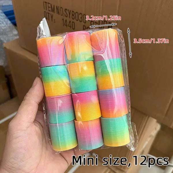 12/24 Rainbow Magic Springs Circle Toys Kids Birthday Party Favors Guests Giveaway Small Gifts Pinata Fillers Flexible