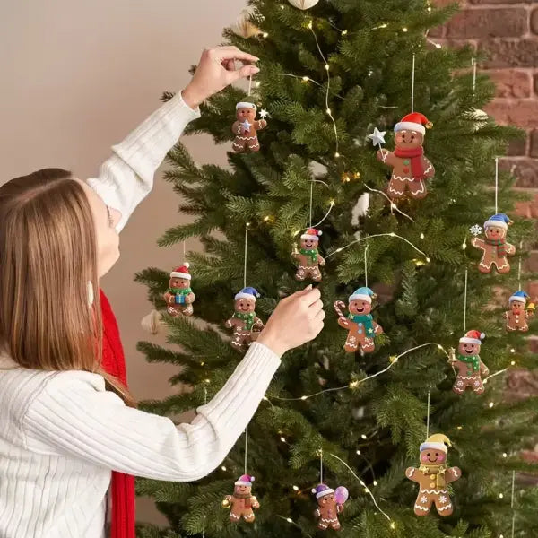 12/24pcs Christmas Gingerbread Man Ornaments Xmas Tree Wooden Hanging Pendants 2026 New Year Party Home Decoration Kids