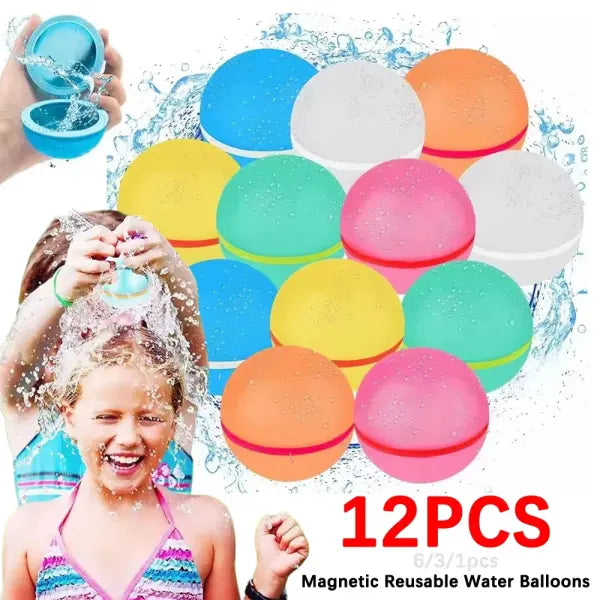 Magnetic reusable water balloons quick fill pool toys - 3PCS Random Color