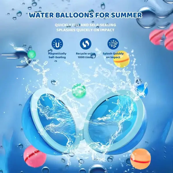 Magnetic reusable water balloons quick fill pool toys - 3PCS Random Color