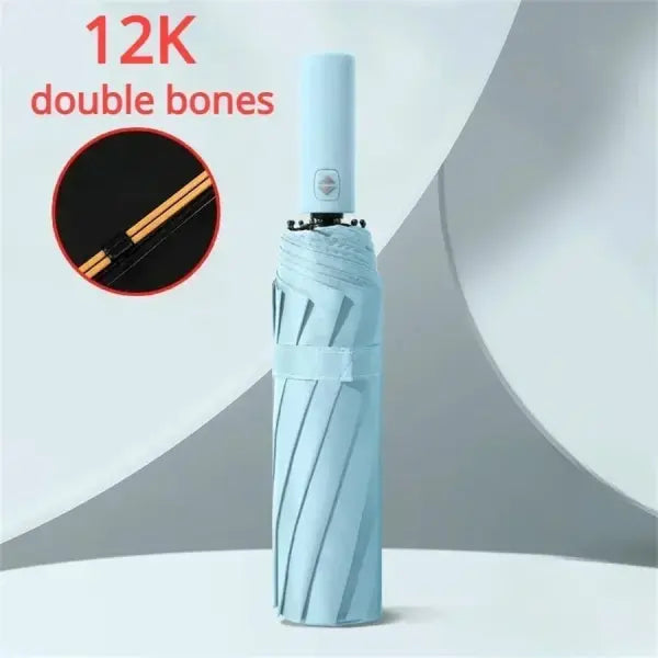 12 Bone Black Glue Fully Automatic Umbrella With Thick And Durable Keel Three Fold Umbrella UV Resistant Folding