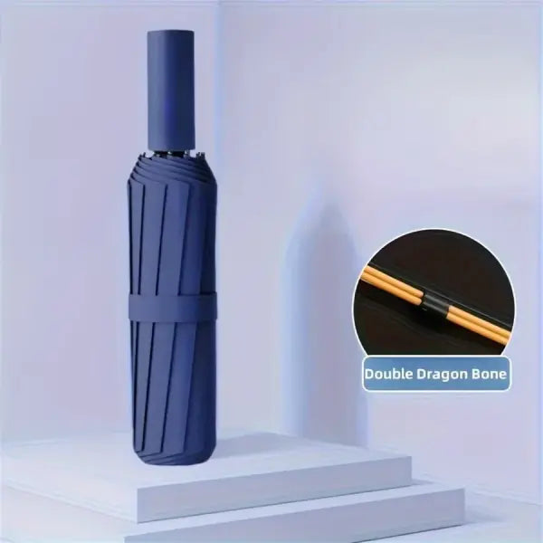 12 Bone Black Glue Fully Automatic Umbrella With Thick And Durable Keel Three Fold Umbrella UV Resistant Folding