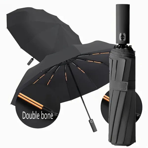 12 Bone Black Glue Fully Automatic Umbrella With Thick And Durable Keel Three Fold Umbrella UV Resistant Folding
