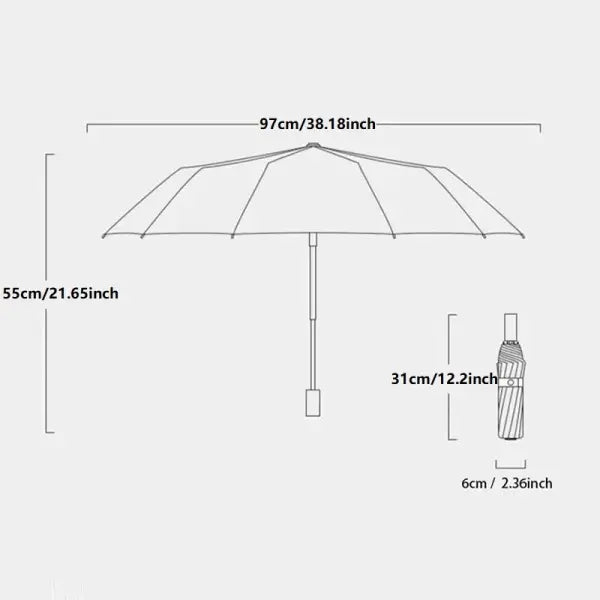 12 Bone Black Glue Fully Automatic Umbrella With Thick And Durable Keel Three Fold Umbrella UV Resistant Folding