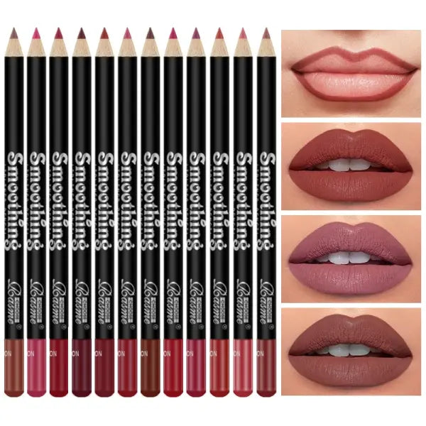12 pcs Long-Lasting Lipstick Set with Professional Lip Liner Pencil and Matte Lip Gloss for Women Valentine’s Day Gifts