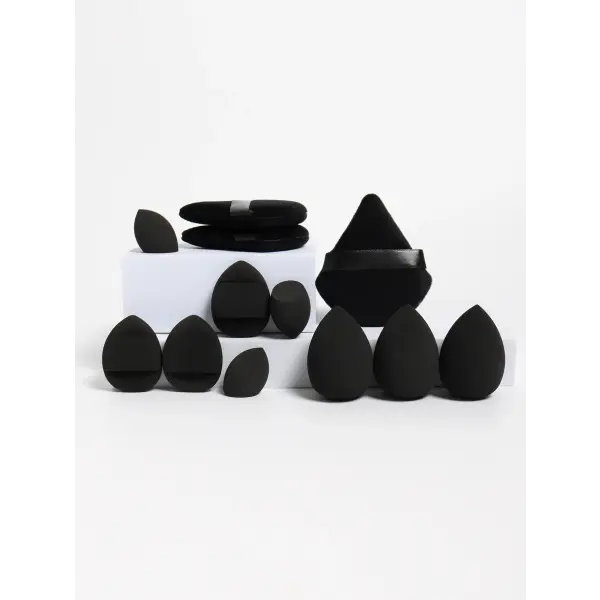Makeup Sponge Set with Powder Puffs and Beauty Eggs for Women (12-Piece) - black