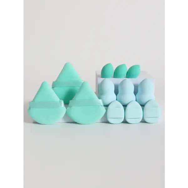 Makeup Sponge Set with Powder Puffs and Beauty Eggs for Women (12-Piece) - green