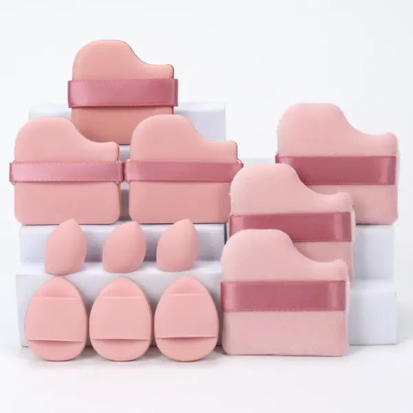 Makeup Sponge Set with Powder Puffs and Beauty Eggs for Women (12-Piece) - Dark Brown