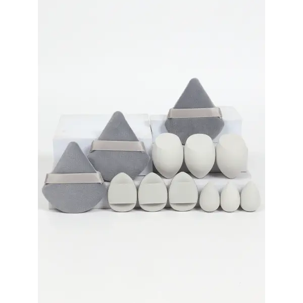 Makeup Sponge Set with Powder Puffs and Beauty Eggs for Women (12-Piece) - grey