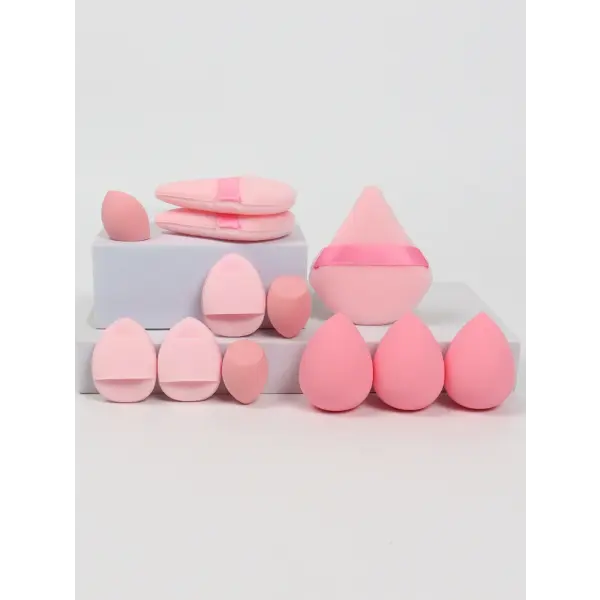 Makeup Sponge Set with Powder Puffs and Beauty Eggs for Women (12-Piece) - Pink