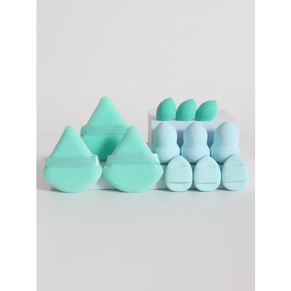 12-Piece All-Purpose Makeup Sponge Set Multi-Size Professional Blending - green