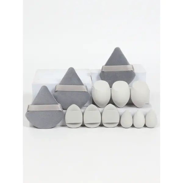 12-Piece All-Purpose Makeup Sponge Set Multi-Size Professional Blending - Grey