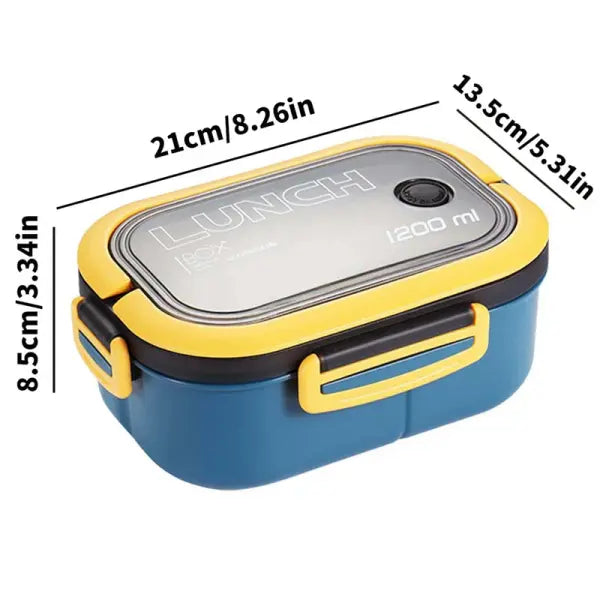 1200ML 2 Layer Bento Lunch Box With Spoon Fork Kid High Capacity Microwae Food Containers Portable Leakproof Office