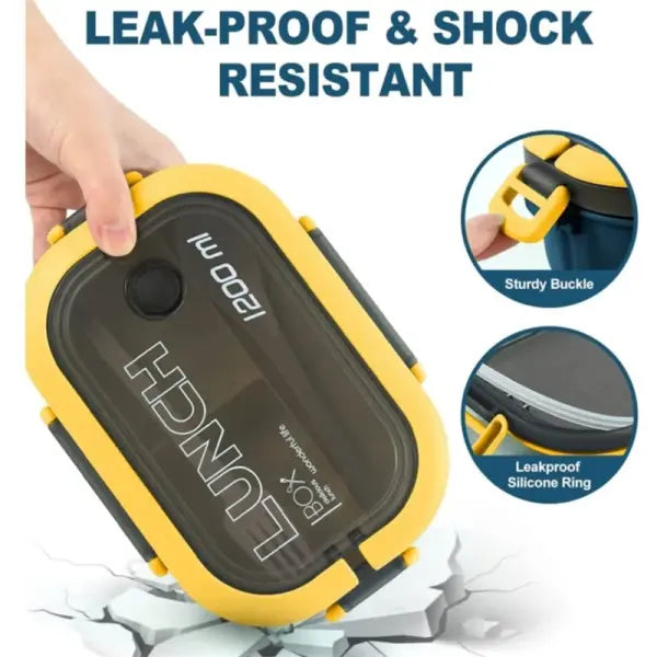 1200ML 2 Layer Bento Lunch Box With Spoon Fork Kid High Capacity Microwae Food Containers Portable Leakproof Office