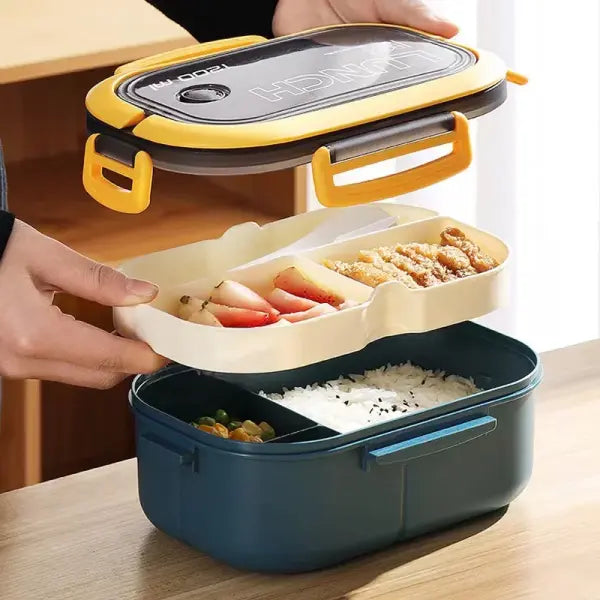 1200ML 2 Layer Bento Lunch Box With Spoon Fork Kid High Capacity Microwae Food Containers Portable Leakproof Office