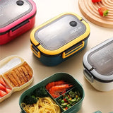1200ML 2 Layer Bento Lunch Box With Spoon Fork Kid High Capacity Microwae Food Containers Portable Leakproof Office
