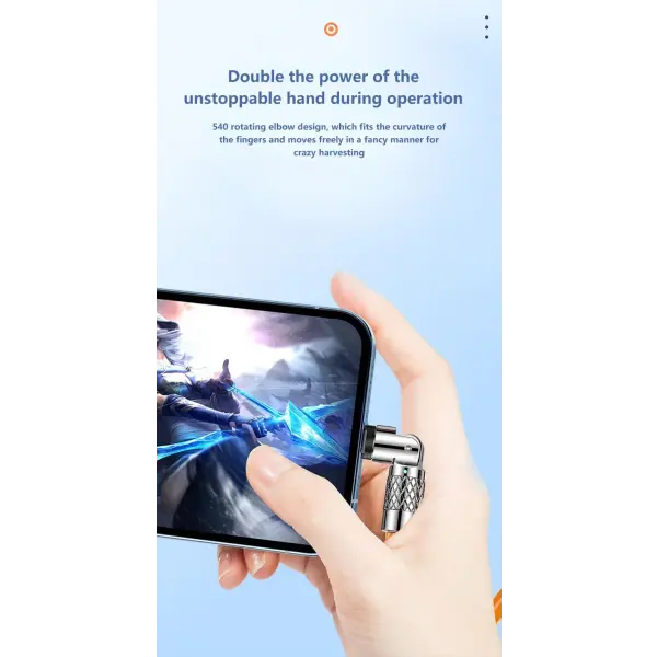 120W 7A Fast Charge USB Type C Cable 180 Degree Rotation Elbow Cable for Game for Xiaomi Redmi Honor Phone Charger USB