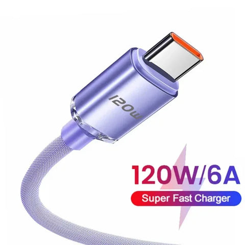 120W USB-C Fast Charging Cable – 6A Quick Charger for Samsung Xiaomi Huawei (0.25M–2M)
