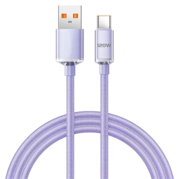 120W USB-C Fast Charging Cable – 6A Quick Charger for Samsung Xiaomi Huawei (0.25M–2M) - PURPLE / 2m