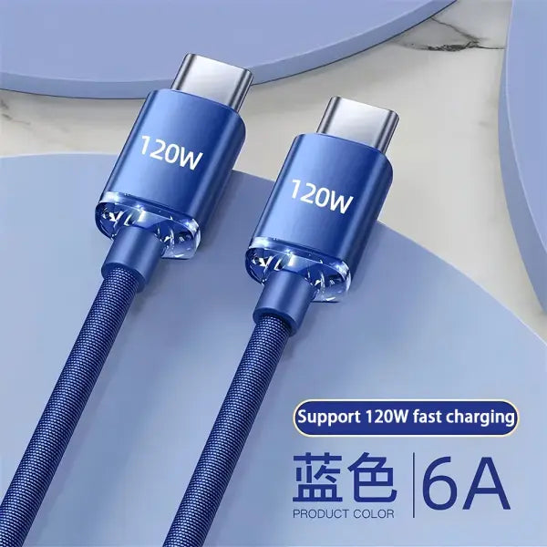 120W USB Type C Cable Type C to Type C Fast Charging Cord USB C Quick Charge Phone Cables For Samsung Xiaomi Huawei