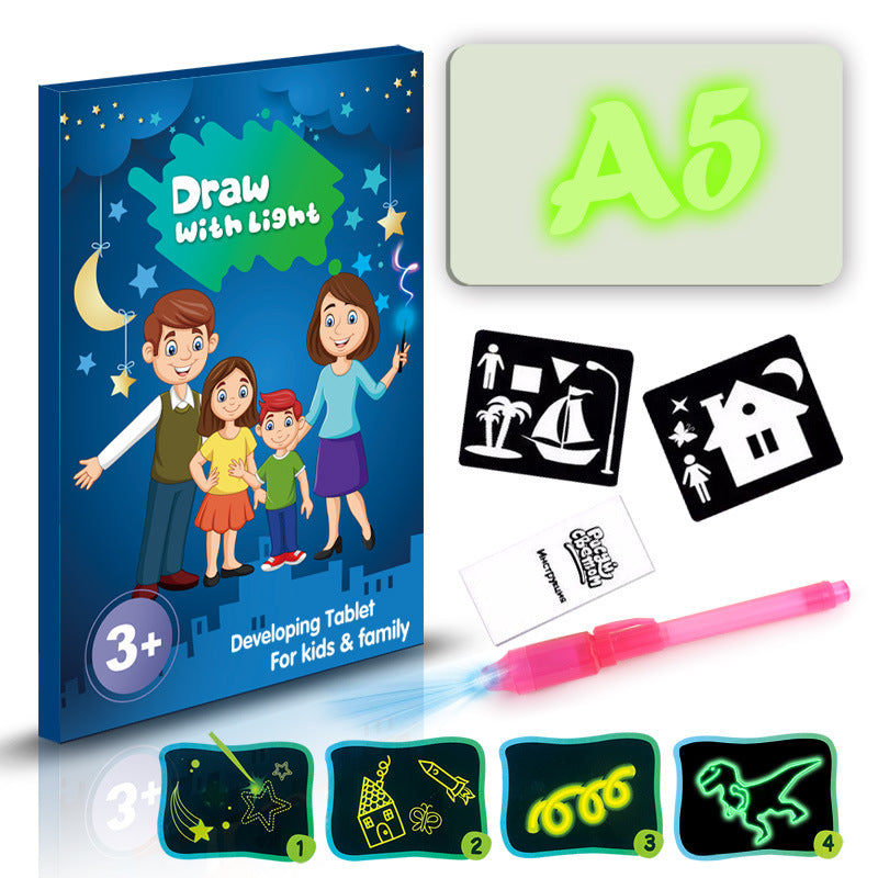 Luminous Drawing Tablet with Flashlight Marker - Russian A5 / S