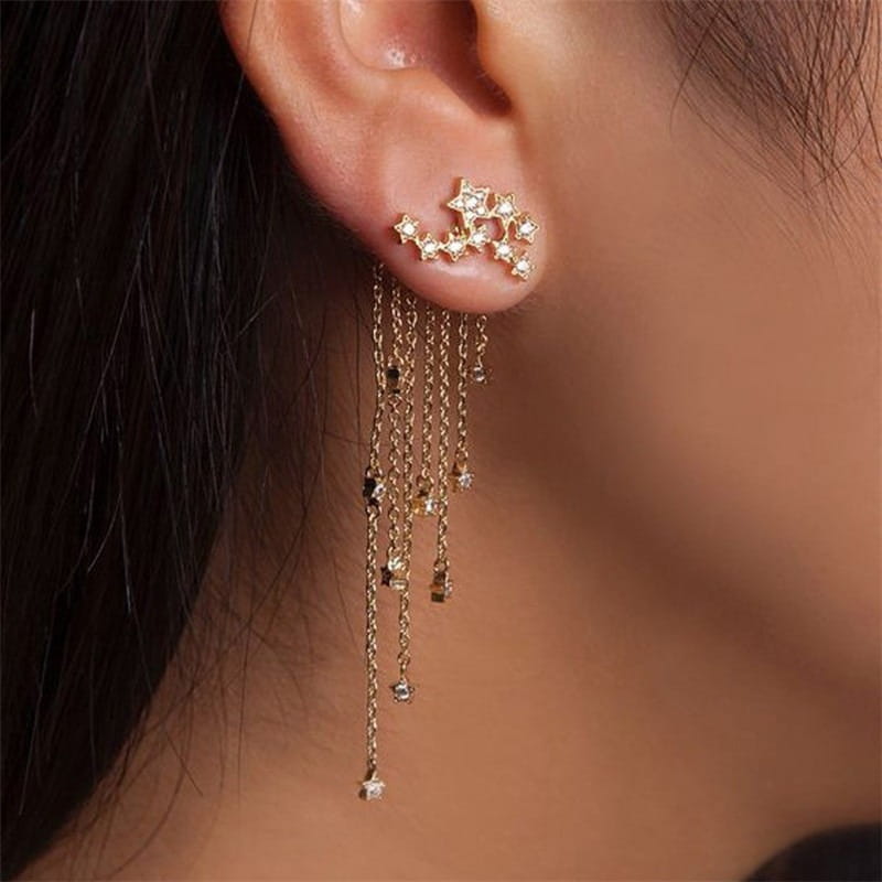 Shining Star Tassel Earrings Back Hanging Exquisite Earrings