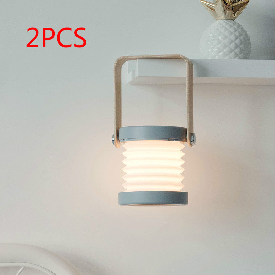 Foldable Touch Dimmable Reading LED Night Light Portable Lantern Lamp USB Rechargeable For Home Decor - Grey 2pcs / 0.5