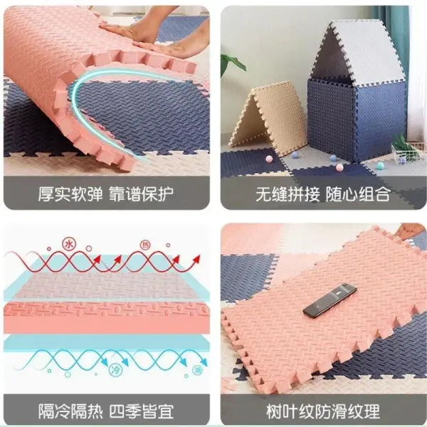 12pcs Foam Baby Play Mat – Interlocking Puzzle Tiles Soft Kids Exercise & Play Floor Carpet (30×30×1cm)