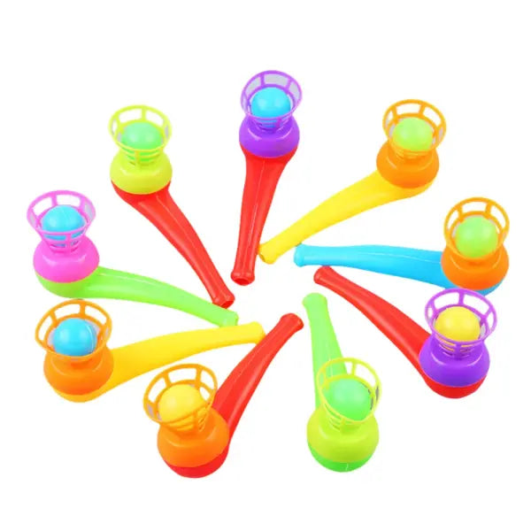 12pcs Magic Floating Ball Blowing Pipe Game: Scientific Toy for Birthday Favors & Piñata Prizes - 30pcs
