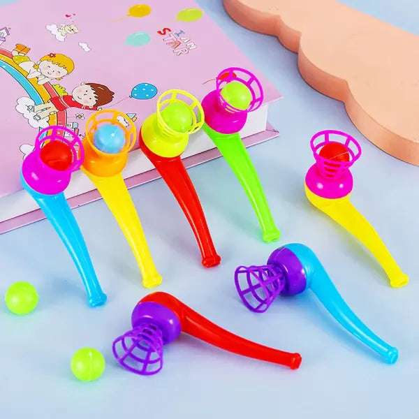 12Pcs Fun Magic Blowing Pipe Floating Ball Game Kids Birthday Party Favors Keepsakes Carnival Christmas Party Prizes