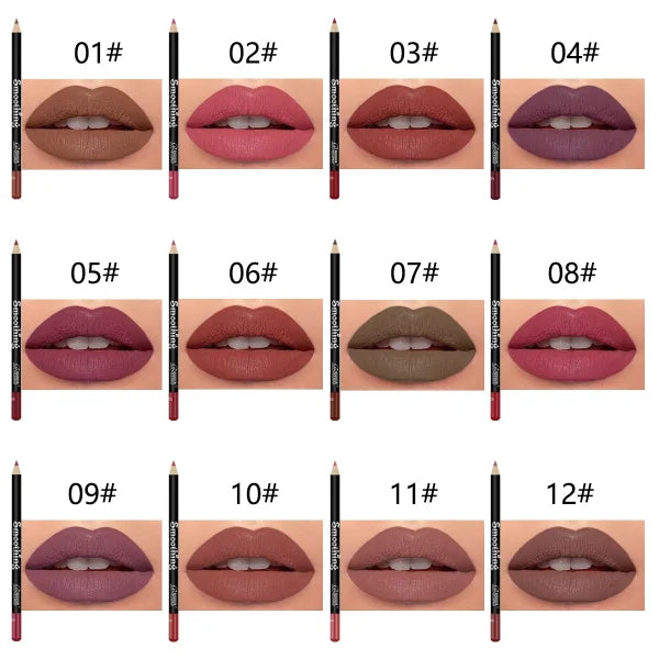 12pcs Long-Lasting Lipstick Set with Matte Lip Gloss & Lip Liner – Professional Makeup Kit for Women – Valentine's Day Gift - Himpall