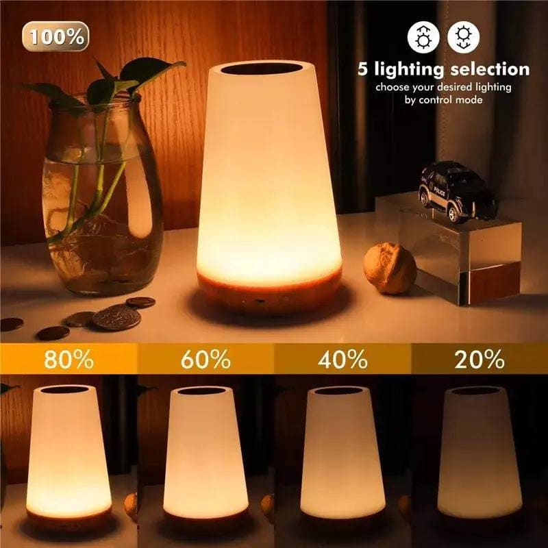 Conical table lamp showcasing the 13-color changing night light with remote control