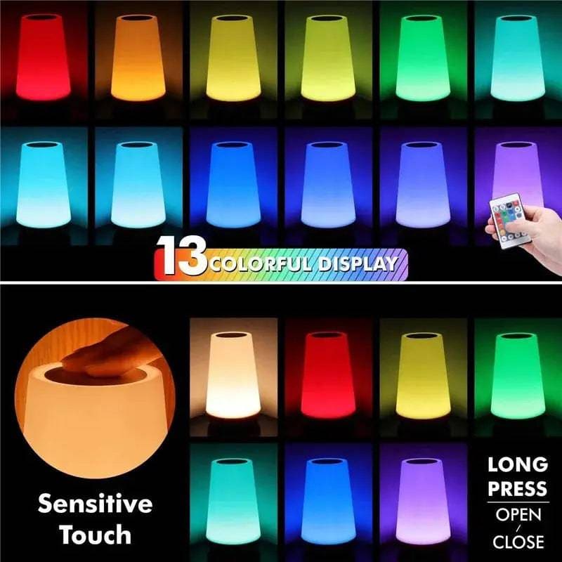 Color-changing LED Night Lamp with touch control and 13-color options for ambiance