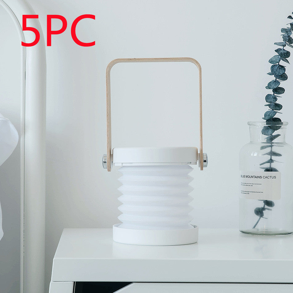 Foldable Touch Dimmable Reading LED Night Light Portable Lantern Lamp USB Rechargeable For Home Decor - White 5PC