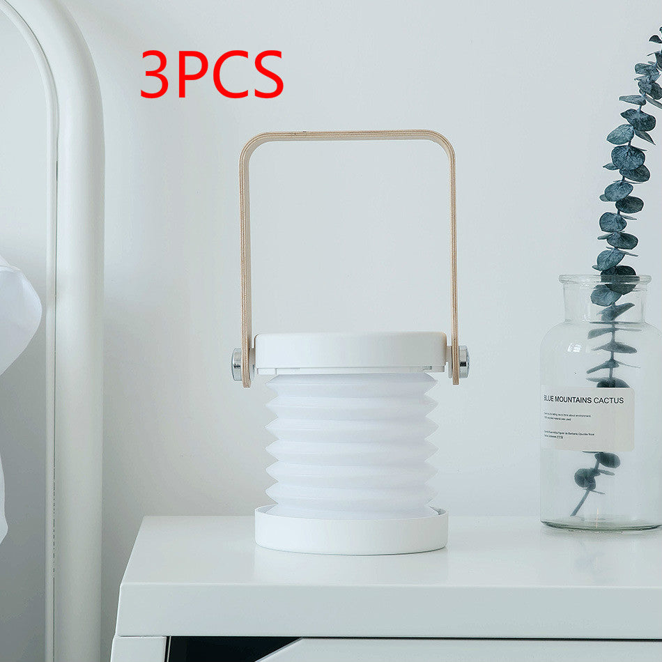 Foldable Touch Dimmable Reading LED Night Light Portable Lantern Lamp USB Rechargeable For Home Decor - White 3pcs