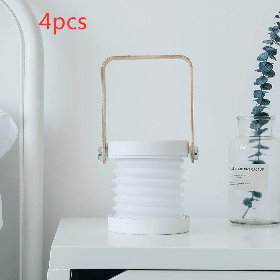 Foldable Touch Dimmable Reading LED Night Light Portable Lantern Lamp USB Rechargeable For Home Decor - White 4pcs