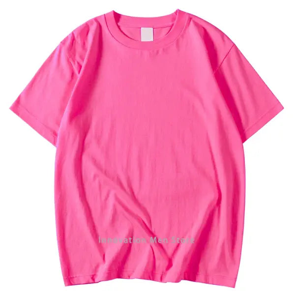 14 Colors 100% Cotton Oversized T-Shirt – Men & Women Short Sleeve Casual Soft Breathable Tee S–XXXL - rose red / M