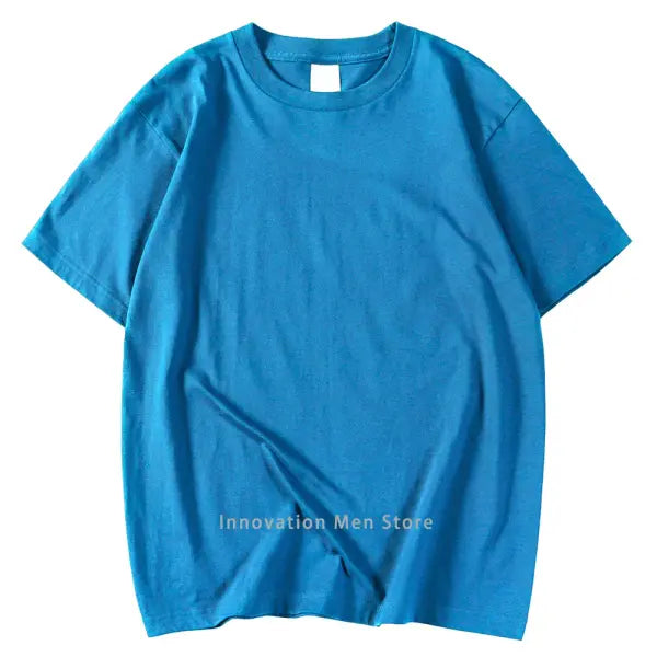 14 Colors 100% Cotton Oversized T-Shirt – Men & Women Short Sleeve Casual Soft Breathable Tee S–XXXL - light blue