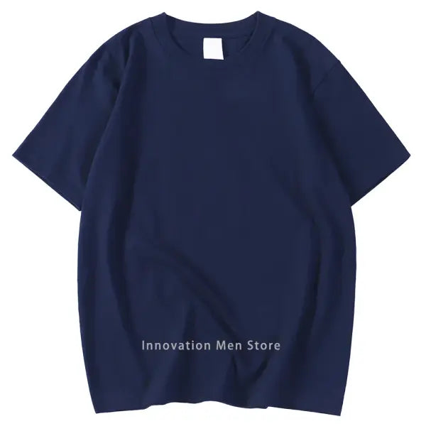14 Colors 100% Cotton Oversized T-Shirt – Men & Women Short Sleeve Casual Soft Breathable Tee S–XXXL - dark blue / M