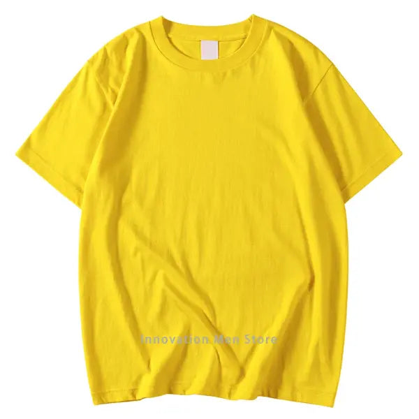 14 Colors 100% Cotton Oversized T-Shirt – Men & Women Short Sleeve Casual Soft Breathable Tee S–XXXL - yellow / XXL