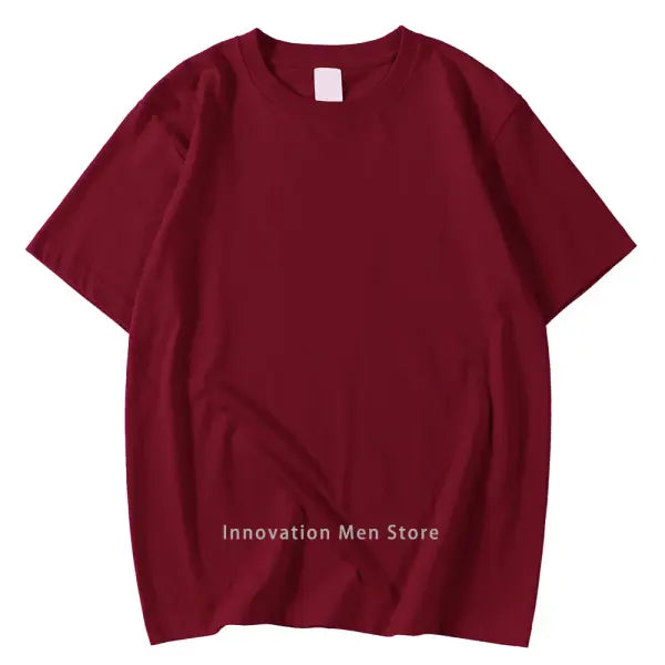 14 Colors 100% Cotton Oversized T-Shirt – Men & Women Short Sleeve Casual Soft Breathable Tee S–XXXL - wine red / XL