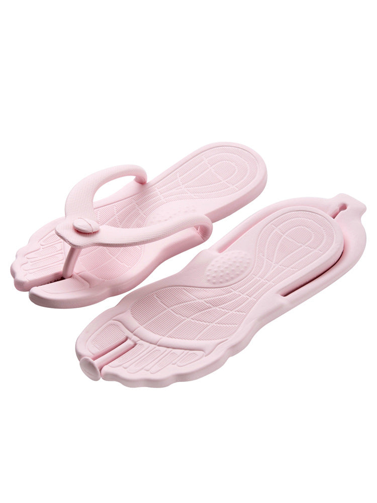 Portable Folding EVA Flip Flops for Travel and Beach - Pink / S