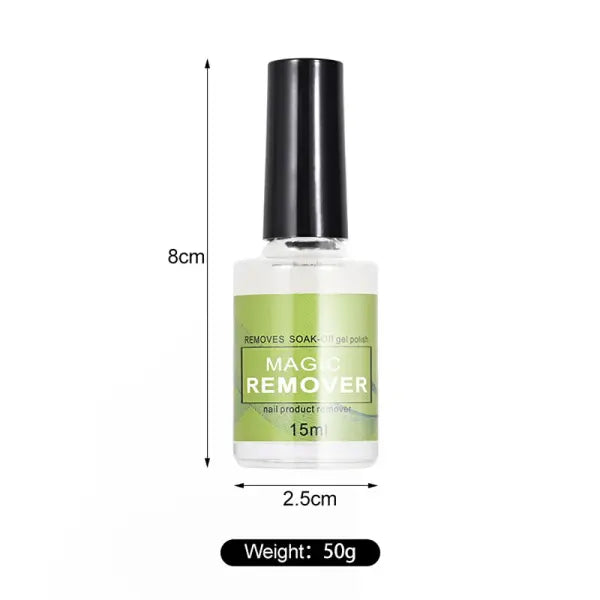 15ML Magic Nail Gel Polish Remover – Fast Soak-Off UV Gel & Semi-Permanent Varnish Cleaner for Nail Art