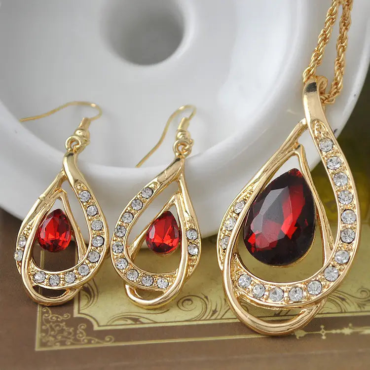 Crystal Necklace Earrings Set