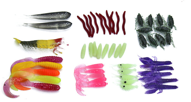 100 Piece Sequined Soft Bait Set Fishing Gear for All Anglers - Colorful - Hair Remover