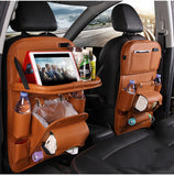 PU Leather Car Storage Hanging Bag with Tissue Box and Tray
