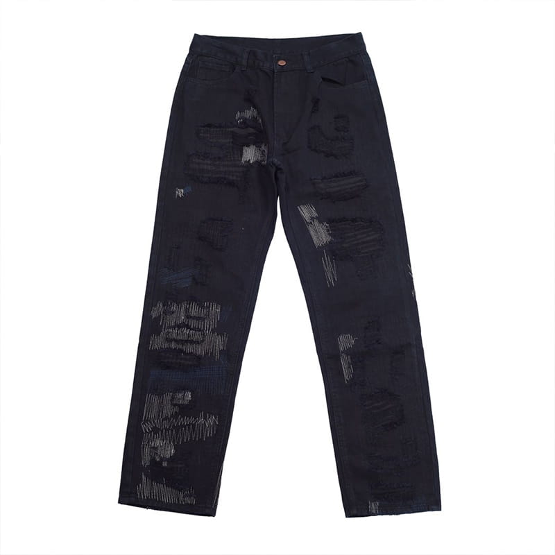 7tt Original National Chaogao Street Cut Loose Straight Jeans Men’’s Wide Leg High Waist Versatile Casual Pants