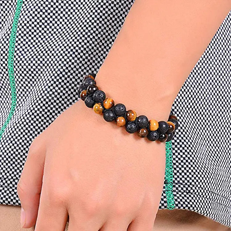 Tiger Eye Couple Bracelets Matte Black Agate Beads Bracelet