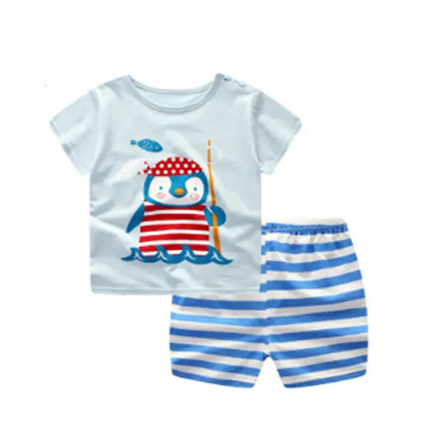 Cartoon Clothing Baby Boy Summer Clothes T-shirt Baby Girl Casual Clothing Sets