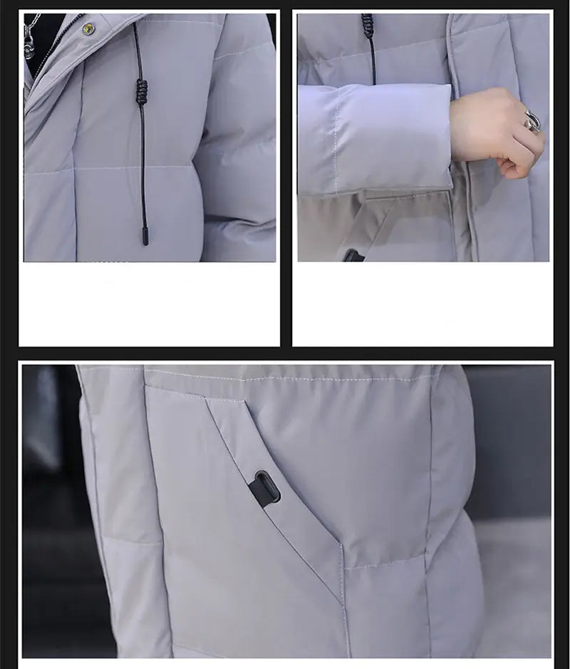 Long Hooded Jacket Men - Winter Warm Windproof Coat Fashion Solid Color